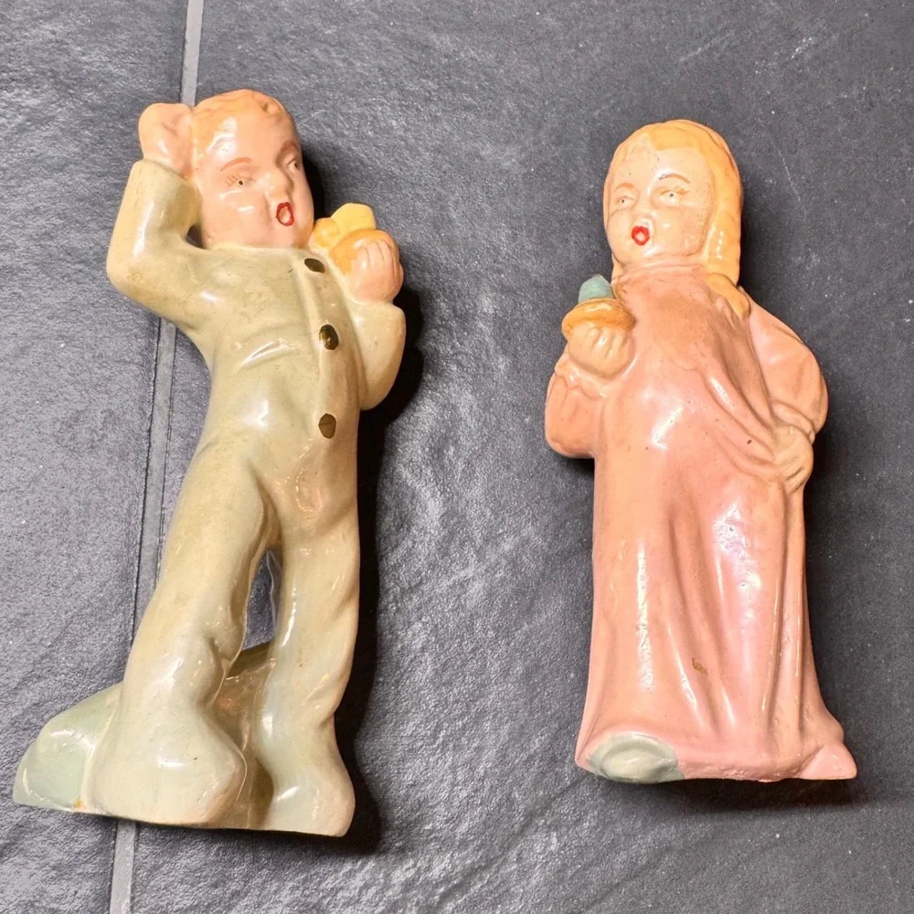 Vintage Carnival Chalkware Children Figurines Bedtime Boy & Girl Kids‎ 7
